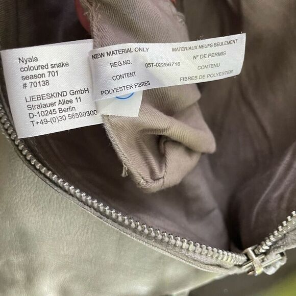 Liebeskind Berlin Nyala Goat Leather Colored Snake Crossbody Purse Bag Grey - Picture 13 of 13